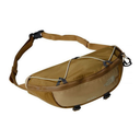 Tan waist bag with a strap on a white background