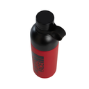 A red and black insulated water bottle with a flip-top spout lid, featuring a vertical 'THE NORTH FACE' logo on the side, shown on a plain white background.