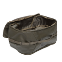 Green duffel bag with a strap on a white background