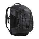 Black backpack on a white background