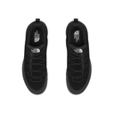 A pair of black low-top sneakers shown from a top-down view on a plain white background, with The North Face branding visible on the tongues.
