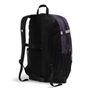 Black and purple backpack on a white background