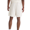 White textured shorts worn by a person on a white background