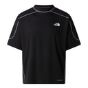 Black t-shirt with a logo on a white background