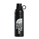 A matte black insulated water bottle with a matching black screw cap and carrying loop, featuring a large white 'THE NORTH FACE' logo on the front, set against a plain white background.