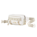 Beige waist bag with The North Face logo on a white background