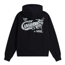 Black Vans pullover hoodie shown from the back, featuring a large white graphic print of a dragon and the text 'ABALLERO BY VANS' with '© 1984 VANS' above it.