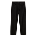 Black denim jeans with a straight-leg fit, displayed flat against a solid white background.