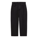 Black denim jeans with a straight-leg fit, displayed flat against a solid white background.