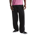 A person wearing loose black wide-leg jeans, a pink t-shirt, and black sneakers with white soles, shown from the waist down against a plain white background.