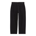 Black denim jeans shown from the back, featuring two large patch pockets and a dark button closure, displayed on a solid white background.