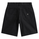 Black shorts with a brand logo on a white background