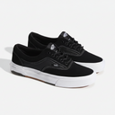 Pair of black sneakers with white soles on a white background