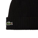 Lacoste Unisex Gerippte Wollmütze Schwarz