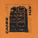 Album cover with rats on a speaker system and text 'Cannibal Lab' and 'Ath Rats' on an orange background.