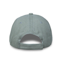 Back view of a light gray baseball cap on a white background