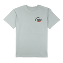 Light gray t-shirt with a logo on the chest against a white background
