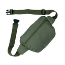 Green waist bag with a strap on a white background
