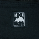 Black bag with a white logo featuring a rat and text on a black background
