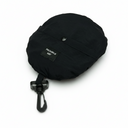 Black packable hat with carabiner on a white background