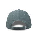 Back view of a gray denim cap on a white background