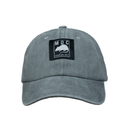Gray cap with a black logo on a white background