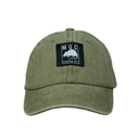 Green cap with a black logo on a white background