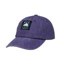 Purple baseball cap with a logo on a white background
