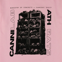 Album cover with rats on speakers and text on a pink background