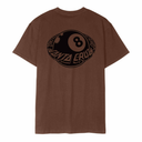 Brown t-shirt with black graphic design on a white background